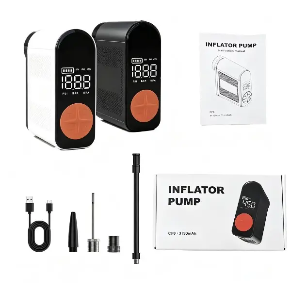 Multifunctional Portable Mini Air Pump,Portable Electric Vehicle Tire Inflator Pump, Mini Inflator Pumps with Digital Pressure Gauge, Auto Shut-Off for Bikes, Cars, Balls