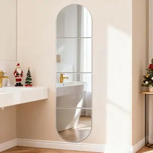 4pcs/set Self-Adhesive Full-Length Frameless Mirror Sticker, Removable Acrylic Wall Decor, Drill-Free Wall Decor Mirror for Living Rooms, Bedrooms, Home Decoration, Bedroom Decorations