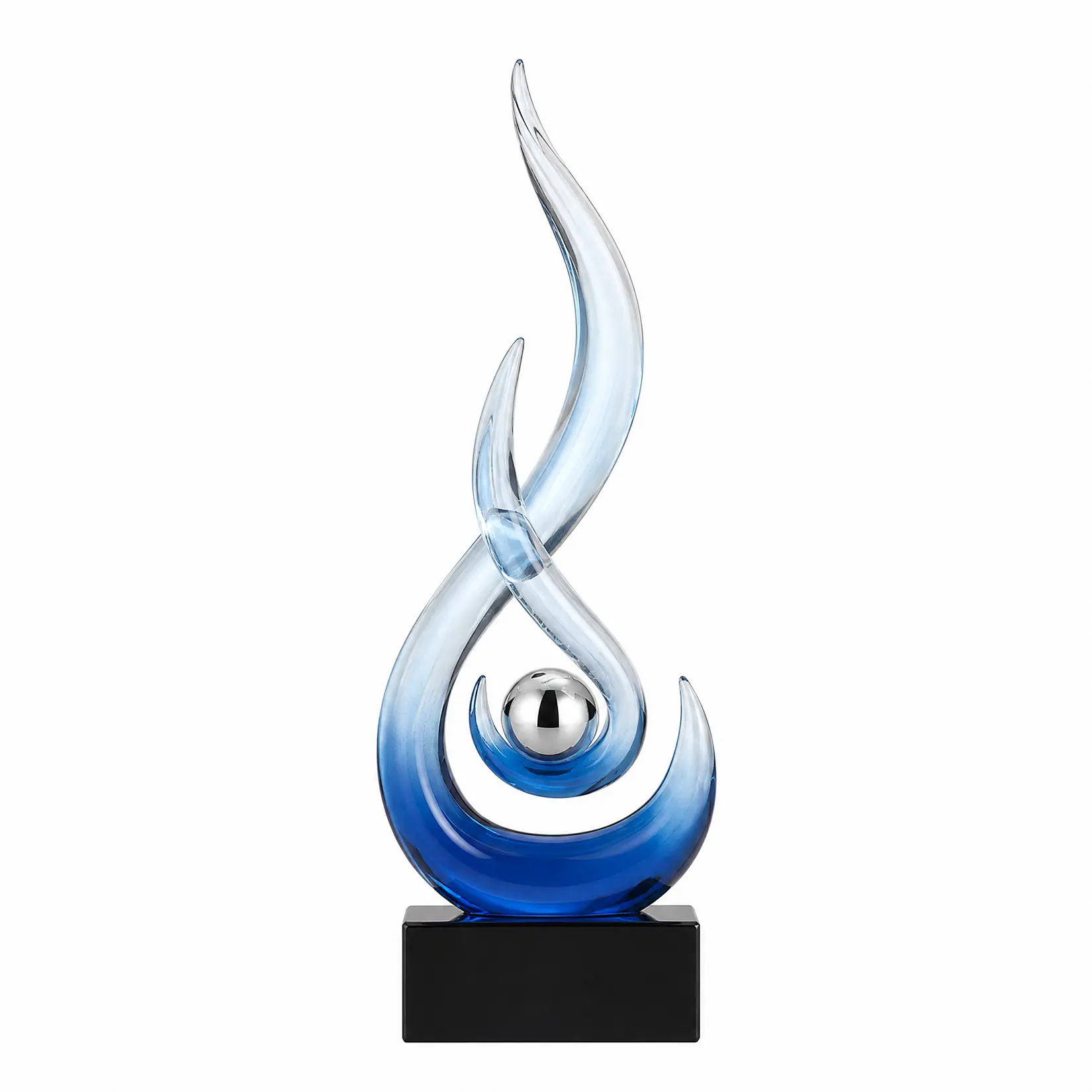 Modern Abstract Flame Resin Sculpture - Contemporary Tabletop Statue with Pearl Accent - Minimalist Art Figurine for Living Room Shelf, Desk & Home Decor