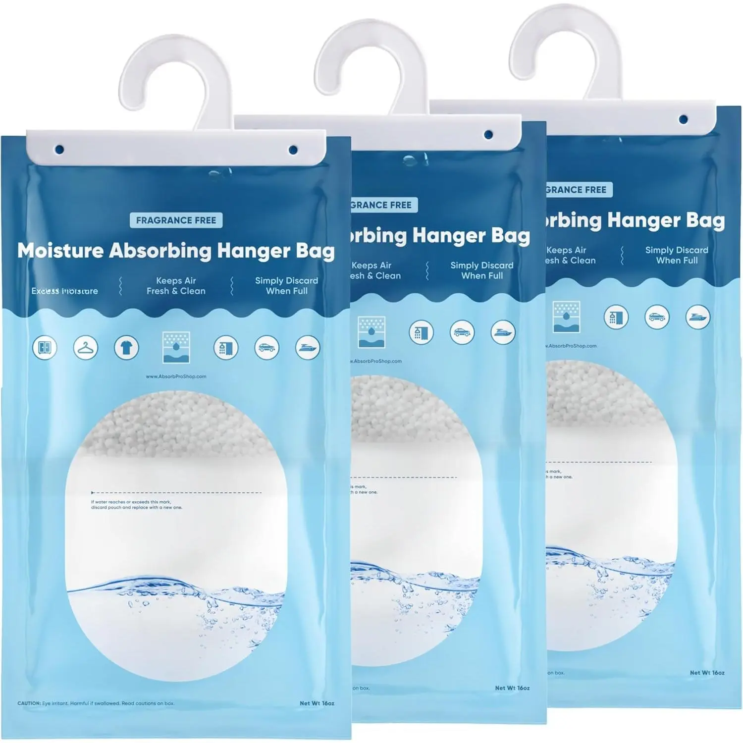 -  ing Hanger Bag  Free - 3-Pack - 16 oz  Dehumidifying Packs for , Kitchen, Bedroom, Bathroom, Closet, Small Rooms,