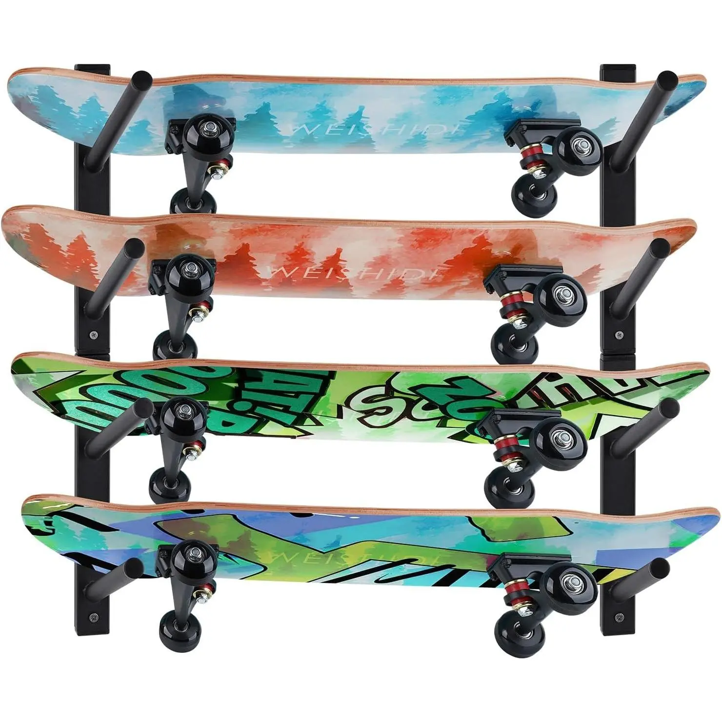 Bijun Skateboard Wall Mount | Horizontal Snowboard Wall Mount, Skateboard Storage Hanger for Garage, Bedroom, Home Display & Organization