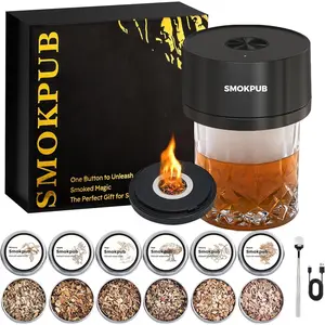 Electric Whiskey Smoker Kit, Rechargeable Cocktail Smoker with 6 Wood Chips, Flameless Heating System, Old Fashioned Drink Smoker Kit, Bourbon Whiskey Gifts for Men,Dad,Husband