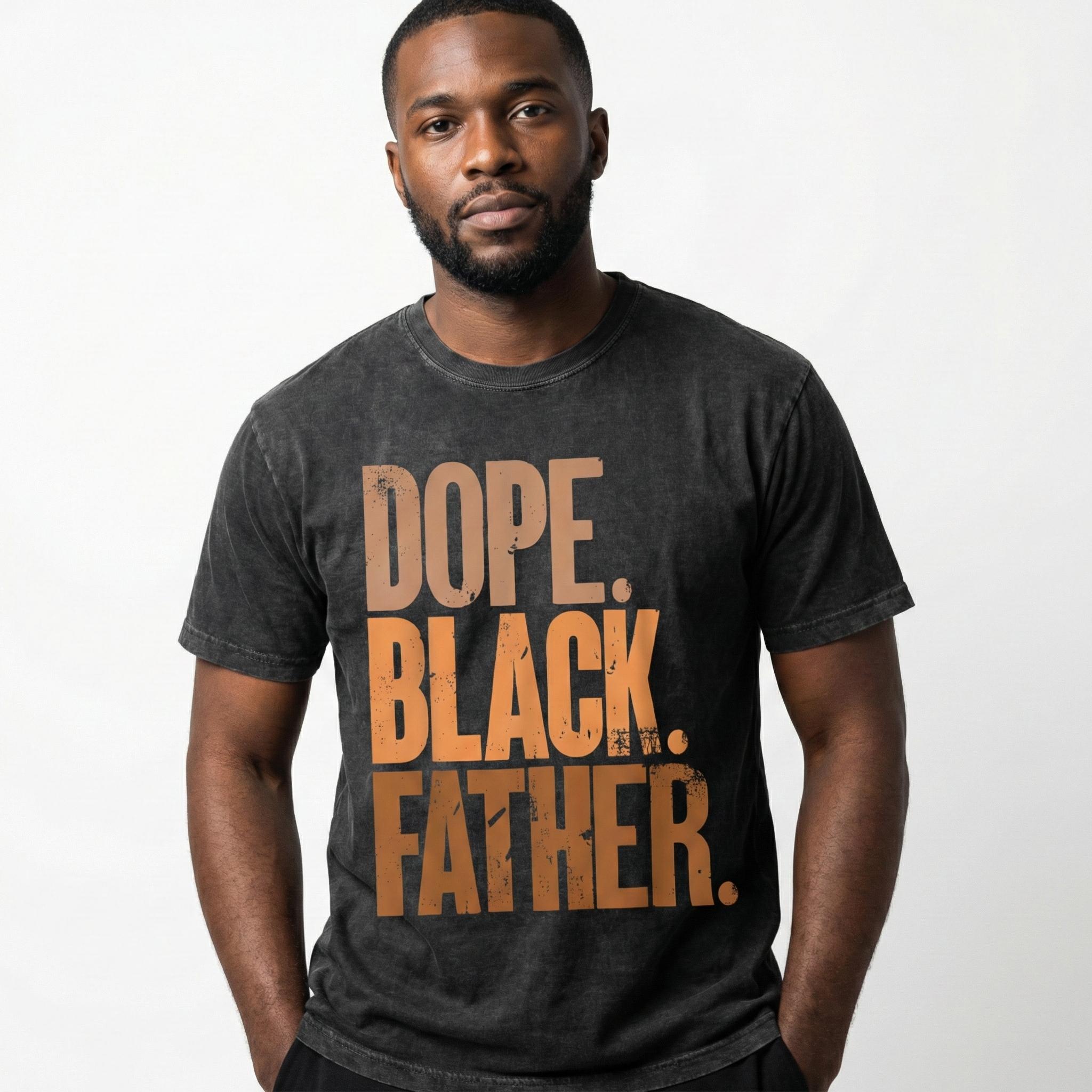Men Gifts Black Dad Dope Black Father Fathers Day T-Shirt Cotton Crew Neck Short Sleeve Graphic Design for Casual Wear