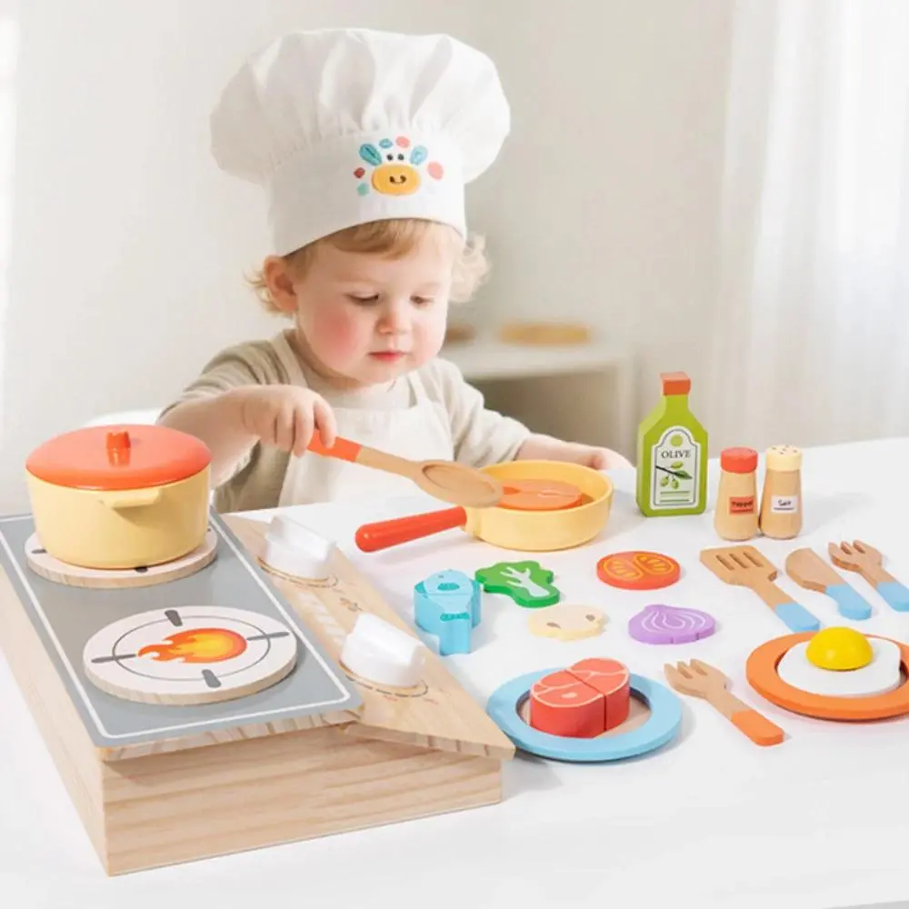 Montessori Wooden Pretend Kitchen Playset with Cooking, Vegetables Meat, Boiler and Cutting Fun Educational Toy relieve anxiety  birthday xmas  play kawaii soft squeeze creative holiday gift rare mystery gift box teen adult addictive fidget