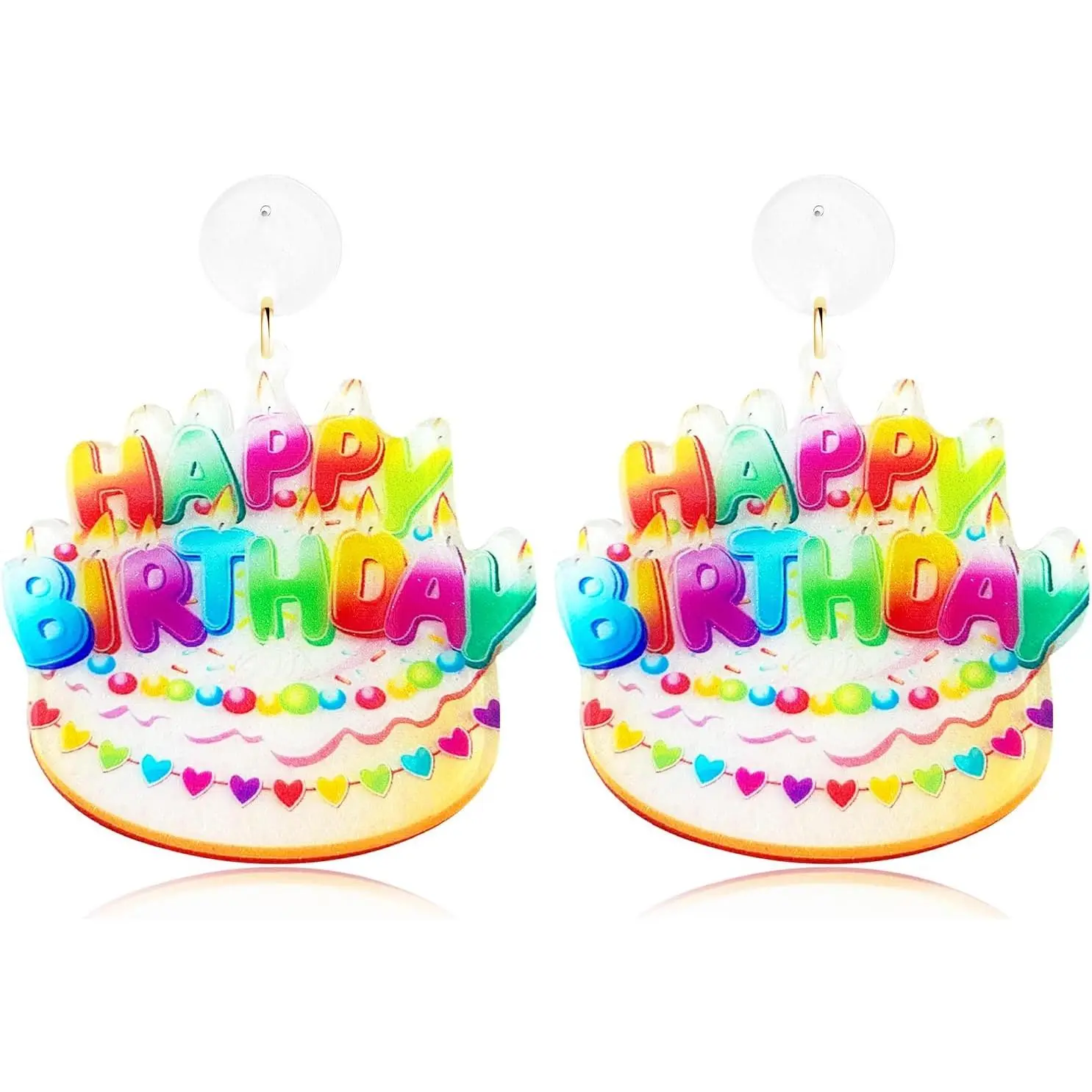 Bohemian Funny  Colorful Birthday Cake Dangle Drop Earrings Personalized  Candle Hook Earrings For Women