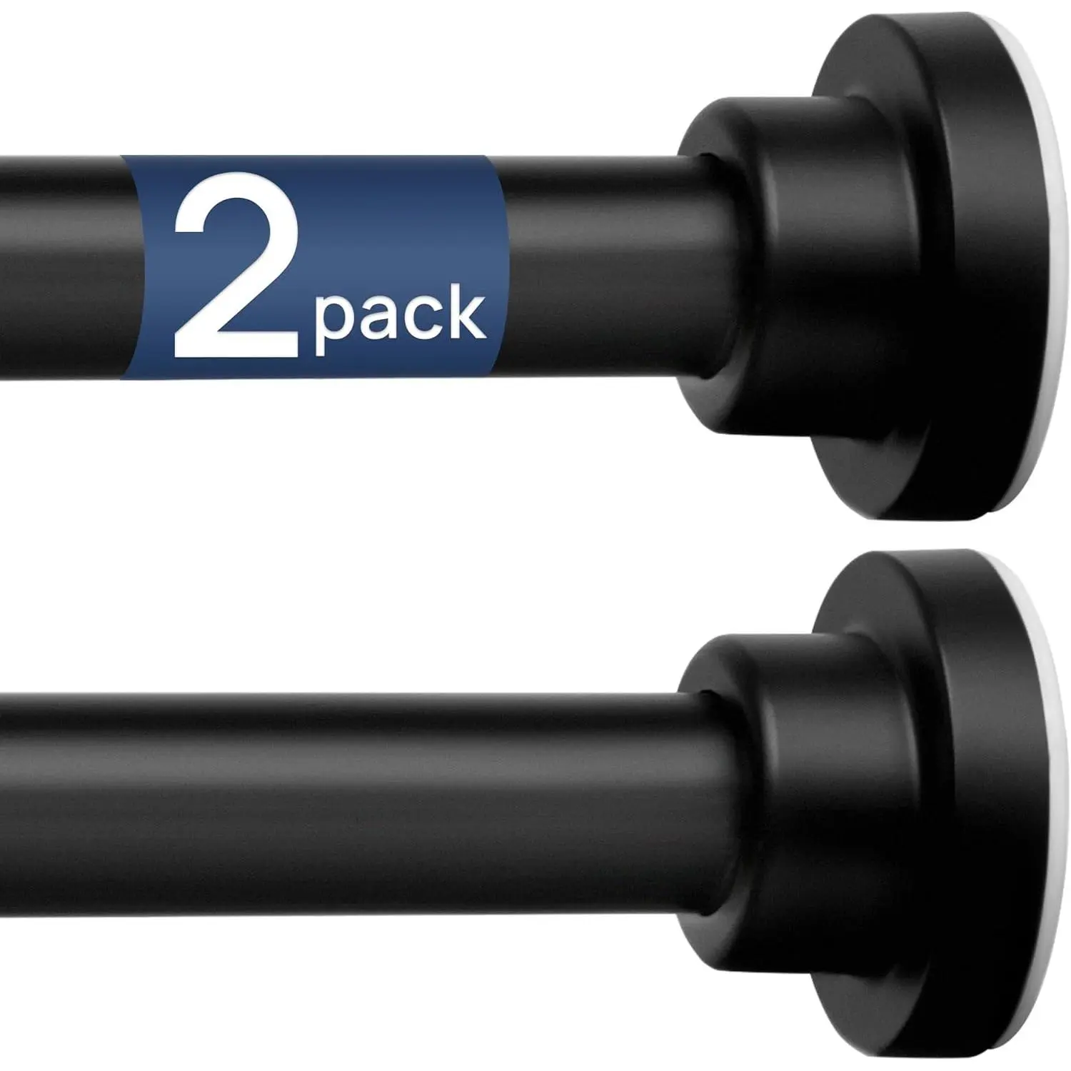 2 Pack Heavy Duty Expandable Stainless Steel Black Tension Rods - 7/8" Diameter, 32-66 in, No-Drill Curtain Rod for Windows & Closets, Multi-Use Utensil Holder Accessory, Tension Rods For Windows
