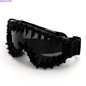 Trendy punk style irregular eyewear, dual use as sunglasses and windproof ski goggles, stylish outdoor accessories for men and women.