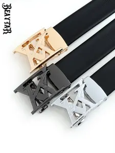 New Luxury Crocodile Pattern Leather Belt for Men, Fashion Business Automatic Buckle Waistband, Ideal Gift for Elite Professionals