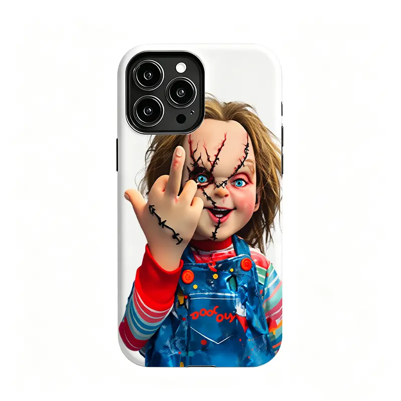 Chucky Creepy Gesture Diversification Film Phone case two composition for iPhone Samsung 17Pro Max Air 16 15Plus 14 13 12 11 XR XS Galaxy S25 S24 S23 S22 A71 A56 A55 A54 A53 A52 Note20 Ultra cases, Drop-Proof Phone Case Flower Cute Gift for Her