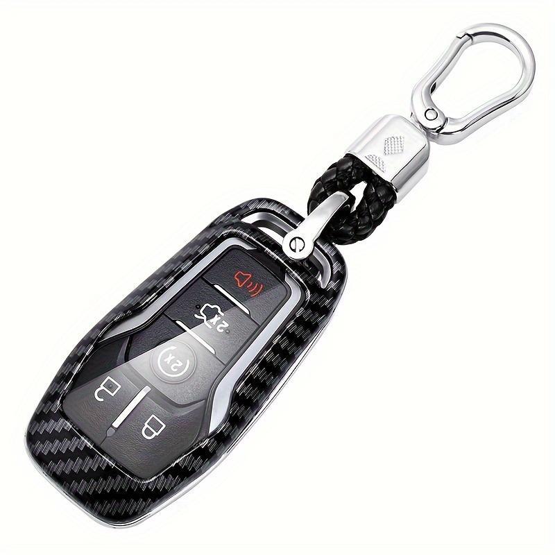 Carbon Fibre Pattern Car Key Case with Key Ring, Durable Car Key Protector, Car Key Cover, Car Key Accessories, Car Key Holder for Ford Explorer Edge Mustange Fusion