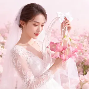 Calla lily hand-held waterfall bouquet, complete set of materials for certificate issuance, gift for friends' wedding, photo studio props