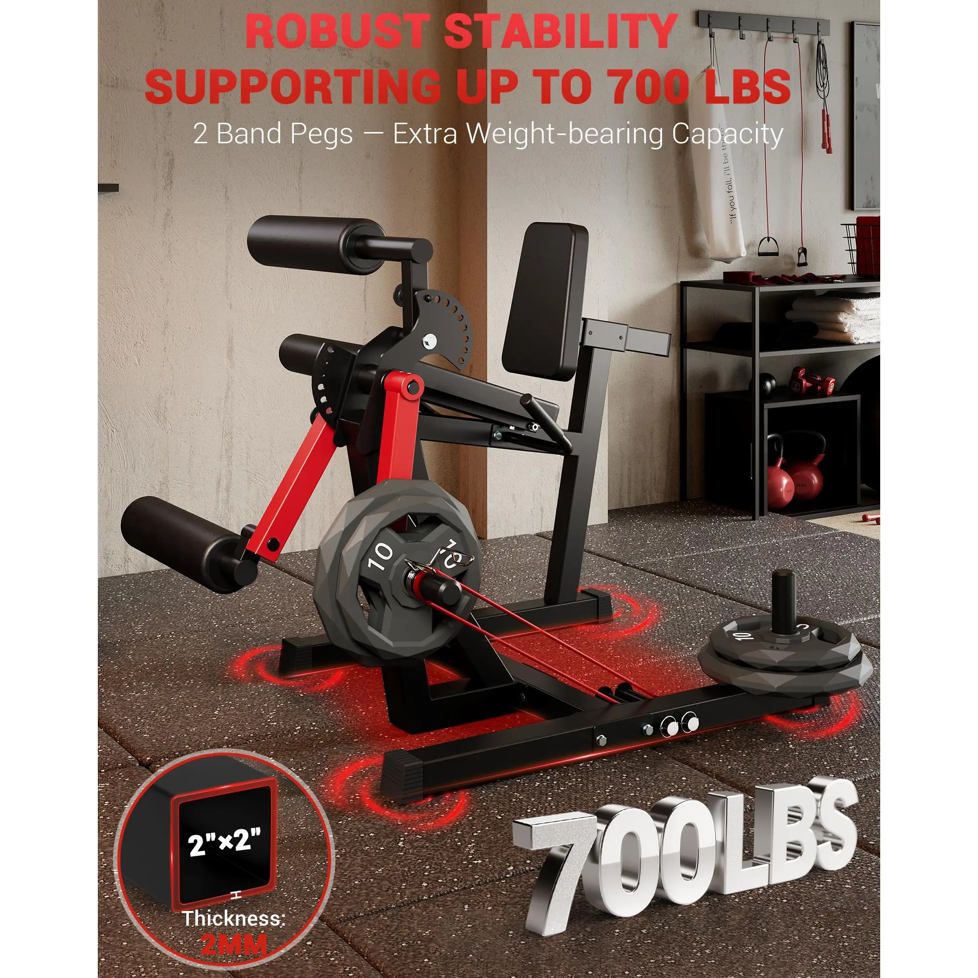 4-in-1 Leg Extension & Twist Machine – 700LBS Heavy Duty Adjustable Lower Body Strength Equipment – Leg Press & Thigh Workout Bench Compatible with 1'' & 2'' Weight Plates – Home Gym Fitness Machine