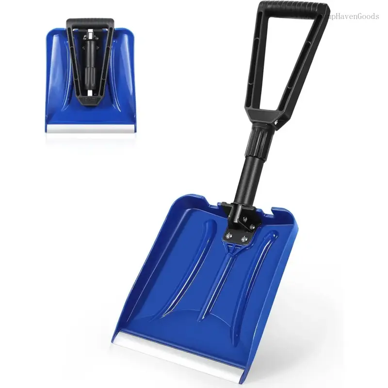 Folding Snow Shovel with Aluminum Edge, D-Grip Portable Shovel for Snow Removal, Lightweight Emergency Snow Shovel, Multifunctional Collapsible Shovel, Shovel For Car Driveway, Garden, CampingAA43CampHavenGoods