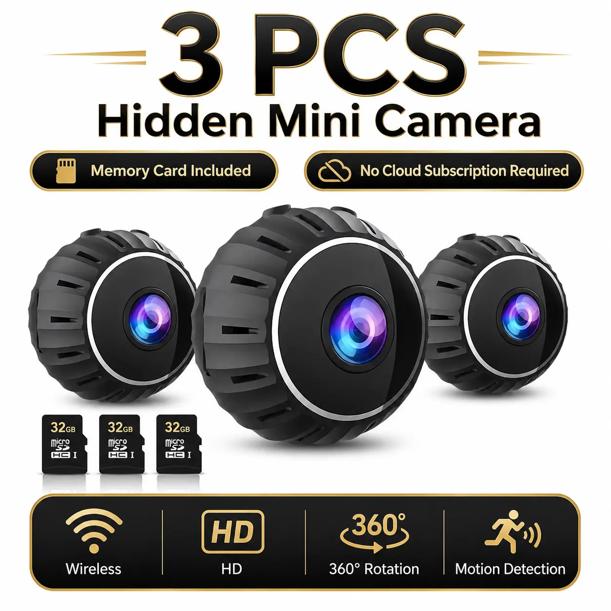 Mini WiFi Magnetic Security Camera, 1080P HD Video Recording Camera, Night Vision Wireless Security Cameras, Office & Car Monitoring, WiFi Indoor Camera, Wireless Surveillance Camera