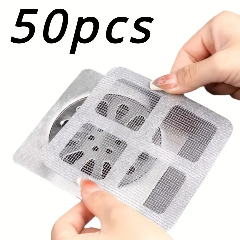 50pcs Disposable Drain Blocker Stickers, Kitchen Bathroom Hair Filter Net, Pest Proof Drain Sticker, Anti-Clog Mesh
