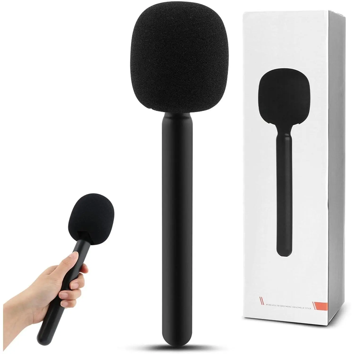 Microphone Handle,  Mic Handle Handheld Stand Holder for Interview Microphone Handheld Mount Adapter with  for Journalism Podcast Report Vlog (COLOR:black)
