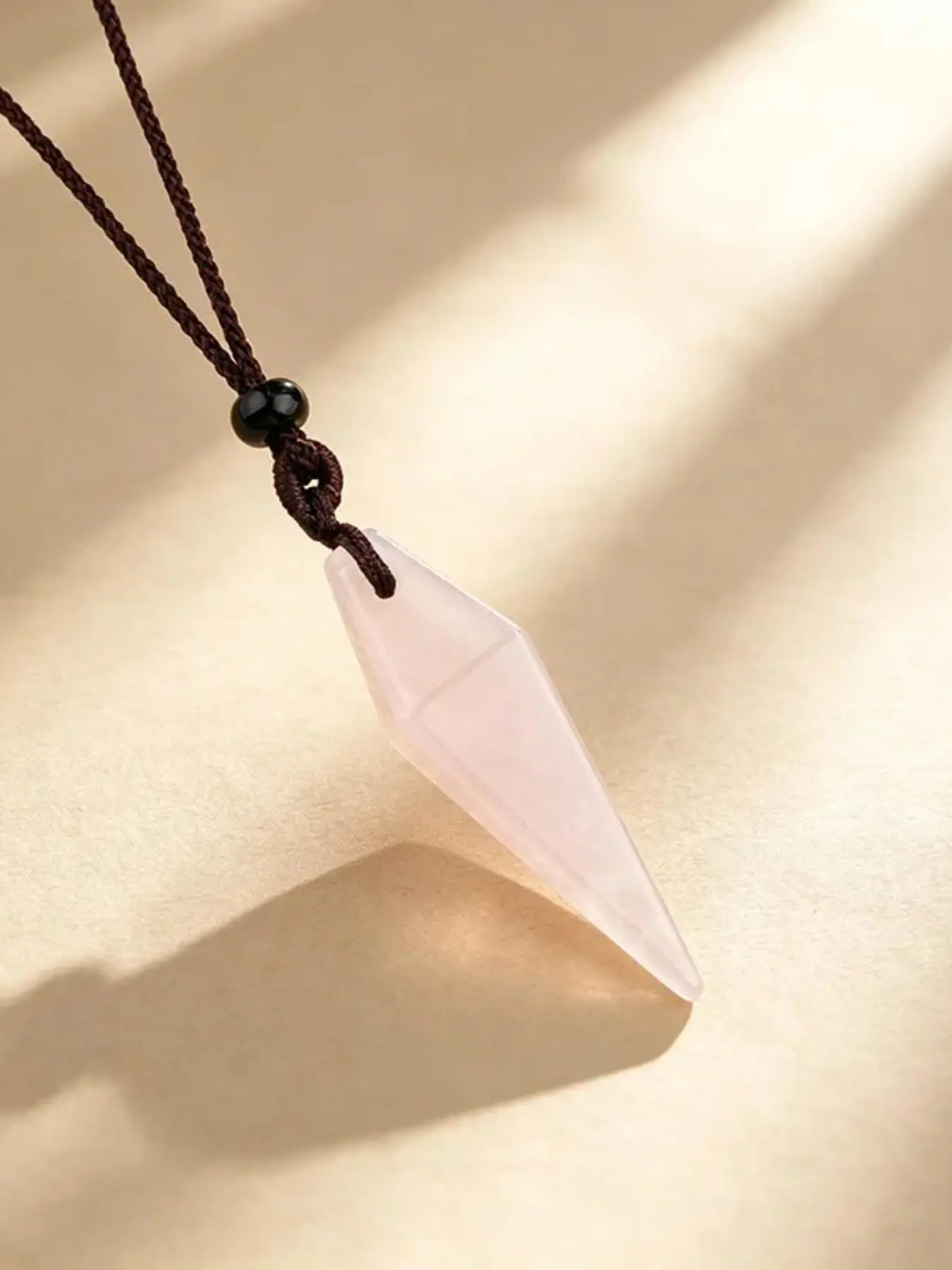Natural Stone Pendant Necklace, Geometric Cone Design, Unisex Fashion Jewelry Gift, Agate Pendulum, Onyx Necklace