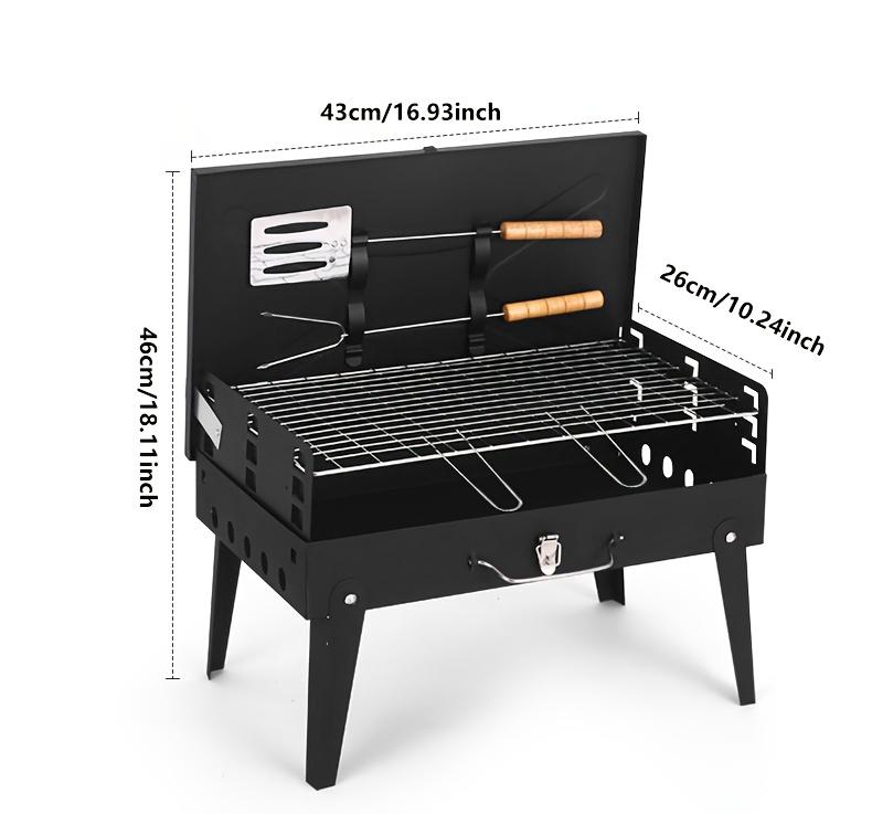 Portable Foldable Outdoor BBQ Grill with Windshield Lightweight Cast Iron for Indoor & Outdoor Use No Assembly Required Charcoal Wood Compatible Durable for Picnics Camping Backyard Cooking Travel wade  ostove