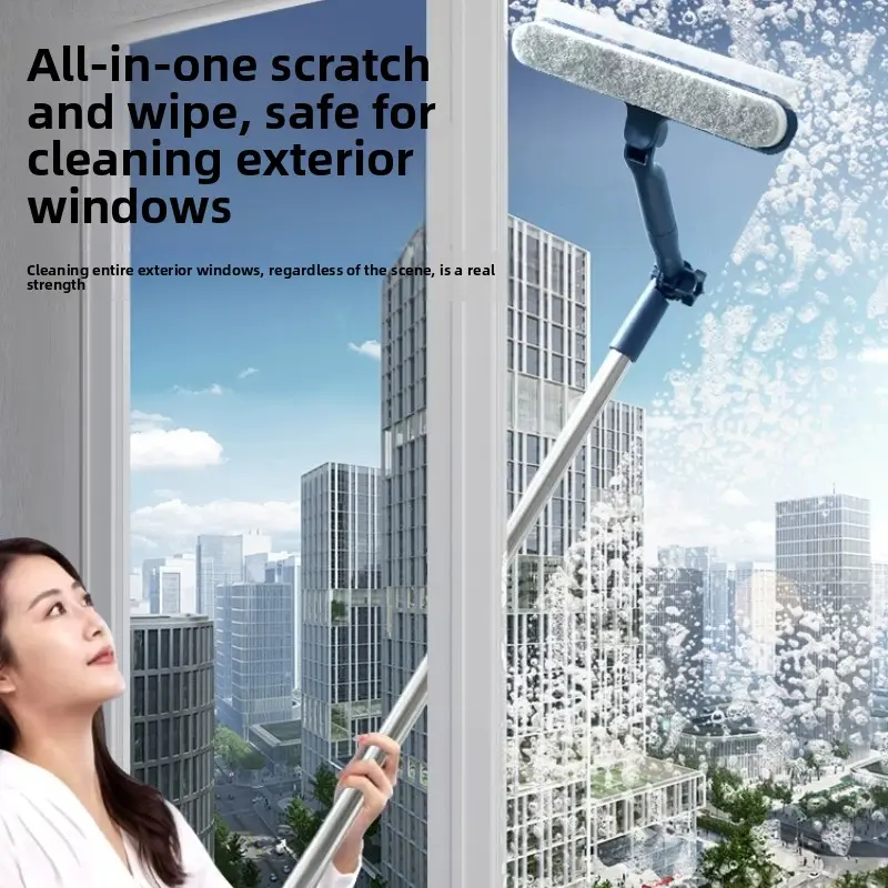 Upgraded Double-Sided  Window Cleaner, Adjustable Window Wiper & Squeegee for High-Rise Apartments, Safe Glass Cleaning Tool for Home & Office