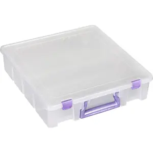 Super Satchel Compartment Box Clear Craft Organizer Storage Case - Purple, Pack of 1