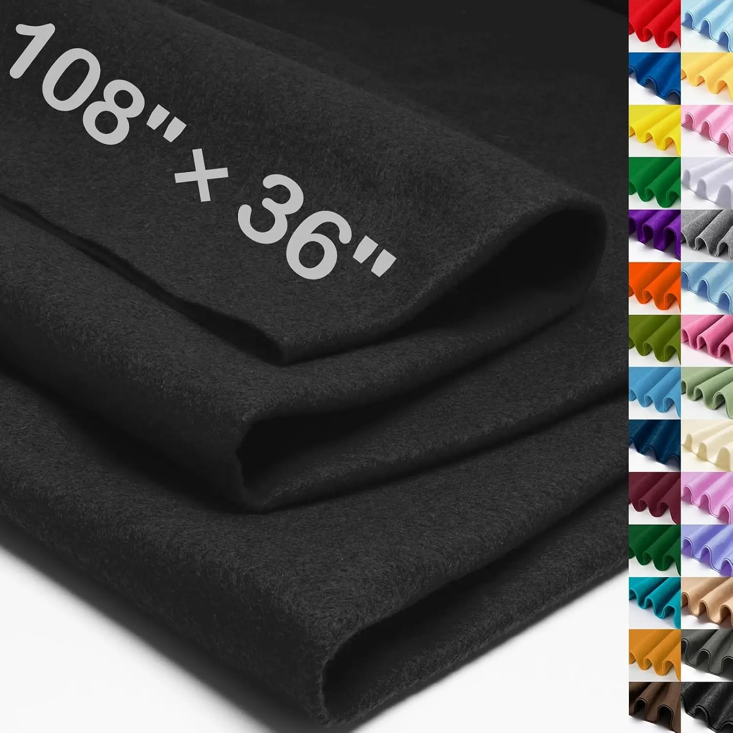 Black Large Felt Fabric Sheet 108" x 36" (3 Square Yards), 1.4 mm Thick Soft Nonwoven Fabric for Crafts, Sewing, DIY & DecorationGift