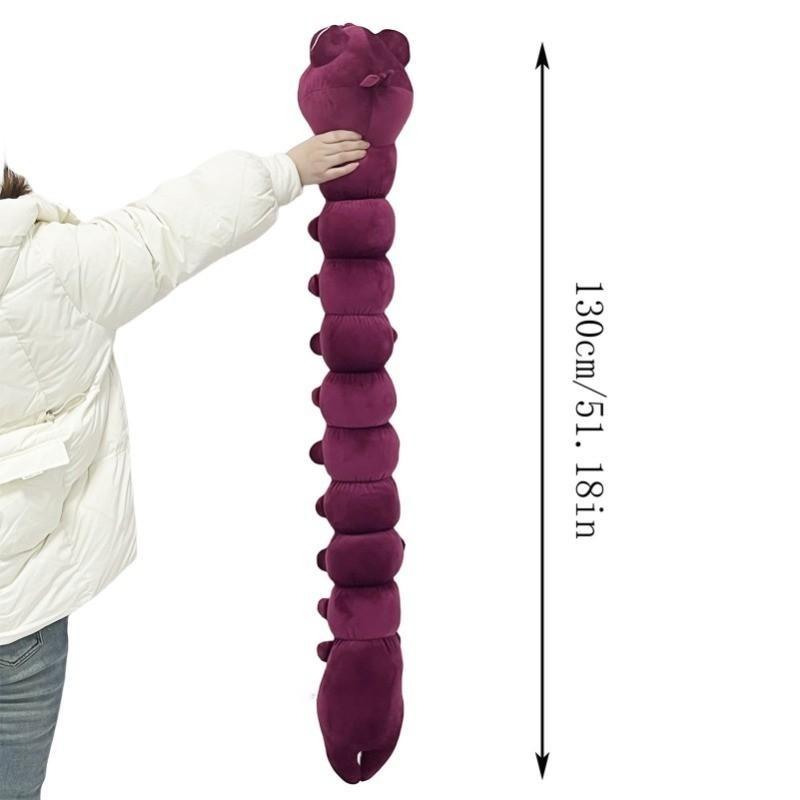 Giant Pink Caterpillar Plush Pillow, 100cm Soft Long Worm Stuffed Toy, Cute Insect Body Pillow Gift for Kids & Adults