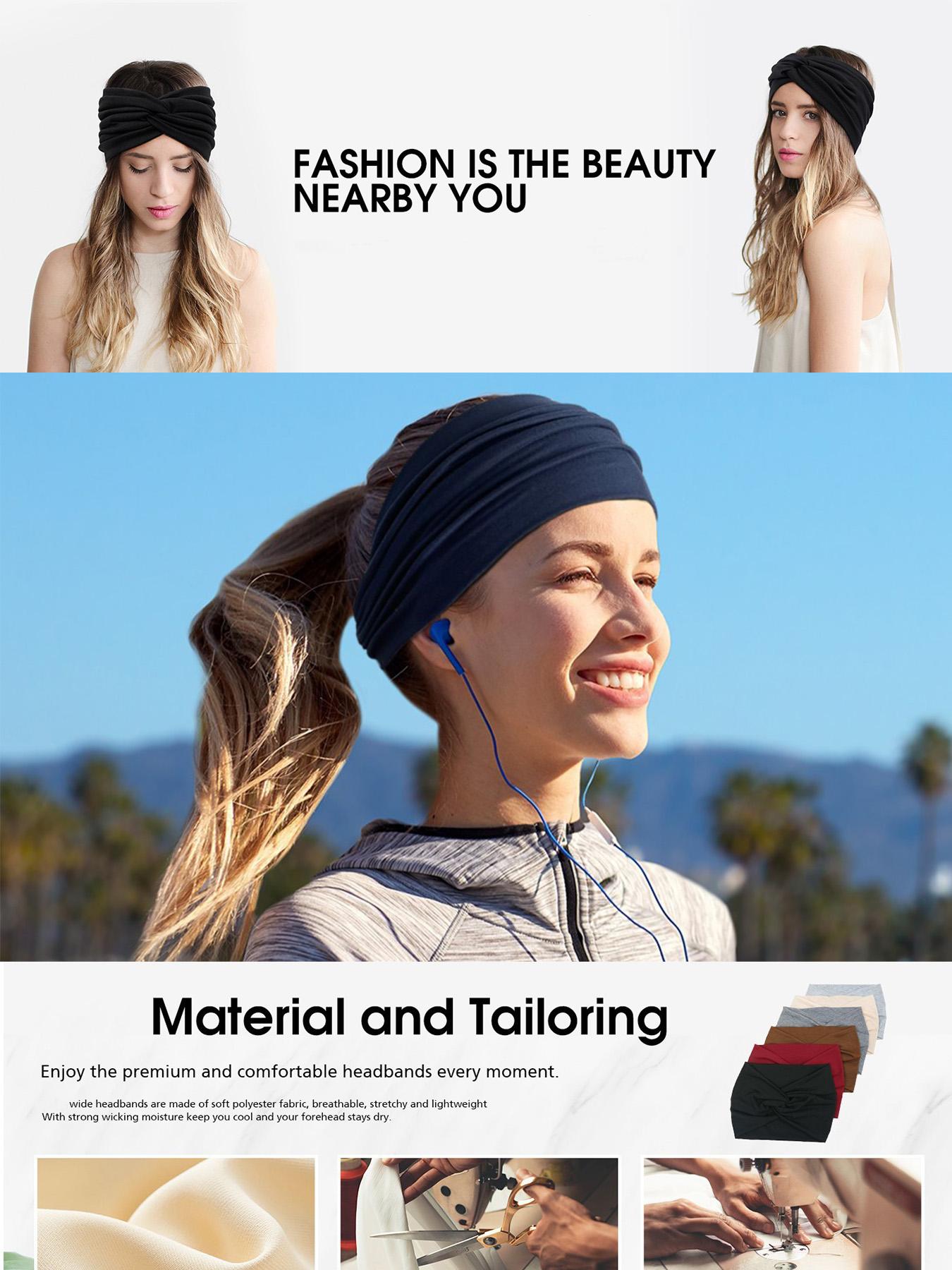 Solid Color Wide Hair Band, Boho Style Hair Accessories for Women & Girls, Minimalist Headwear Suitable for Thick Hair, Headbands Women