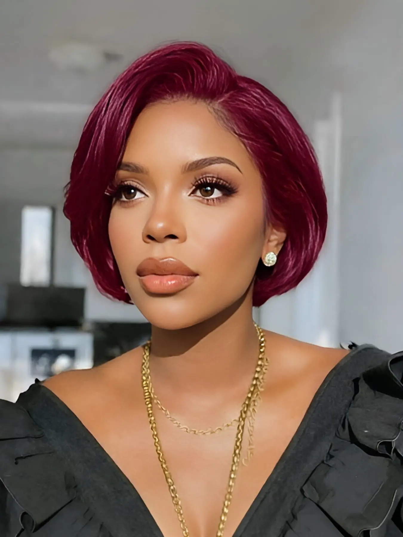 pixie wig short straight human hair wig human hair wig daily party use black brown burgundy color for women 13X4 frontal lace pixie cut human hair wig