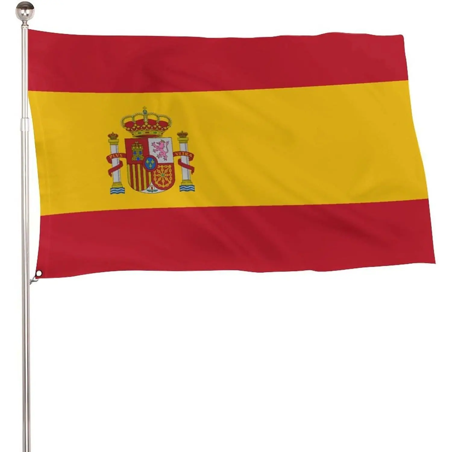 Spain Flag Banner, 5x3 Ft 115D Polyester Lightweight Flag with 2 Metal Eyelets, Banners