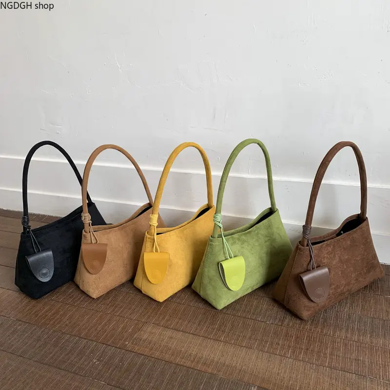Women's Suede Hobo Shoulder Bag - Soft Leather with Hobo Shape & Leather Texture, for Daily Wear, Daily Commute, Everyday Use