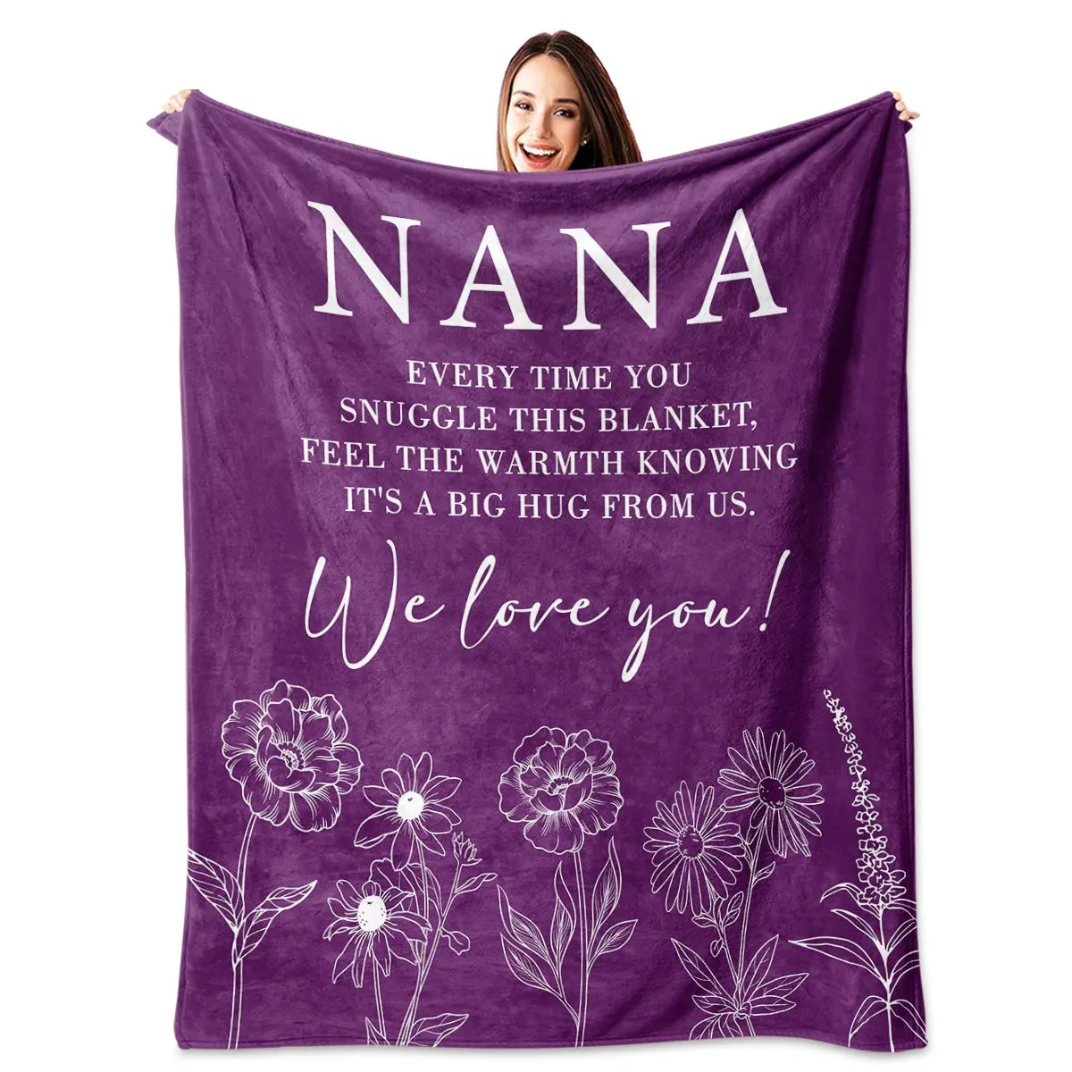 A gift for Grandma, a birthday present for Grandma, a purple blanket, a Mother’s Day gift for grandchildren’s mothers, a super-soft blanket suitable for Grandma, a super-soft shawl, simple patterns, a modern gift for Grandma.