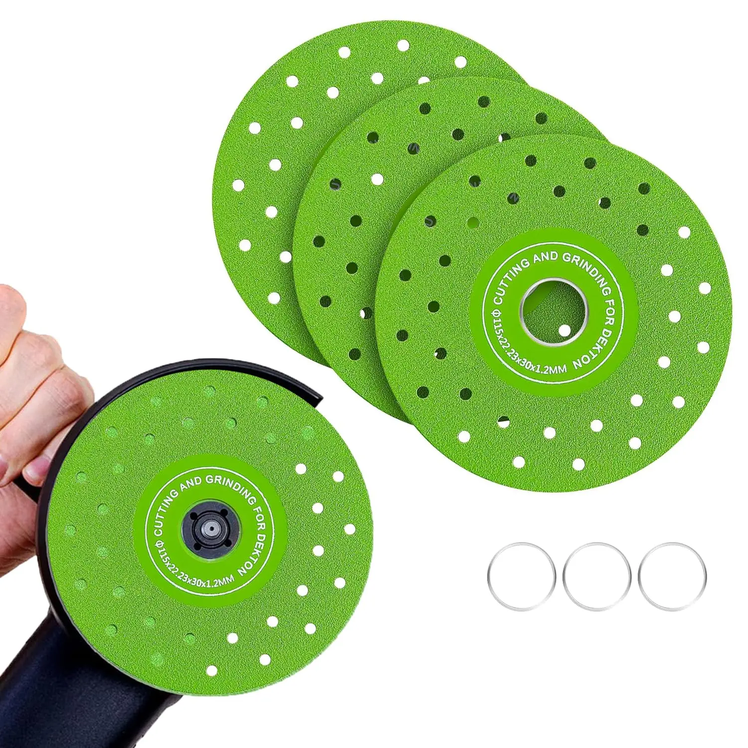 3PCS 4.5in Vacuum Brazed Thin Multi-Porous Cutting Discs, Power Tool Accessory for Porcelain, Marble Tile Cutting, 4.5 In