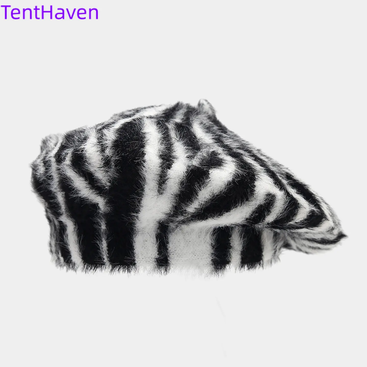 2026 New Beret Women's Autumn/Winter European and American Fashion Zebra Stripe Fashion Painter Hat Street Trendy Casual Bud Hat