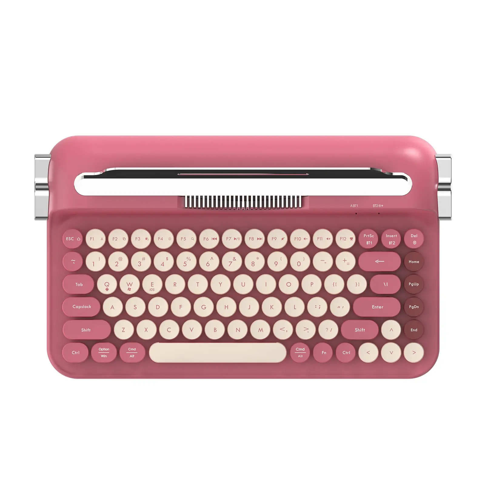 AJAZZ AF84 Wireless membrane keyboard Dual Mode 2.4G Bluetooth Retro Punk Typewriter ABS Material Office membrane keyboard AAA Battery Powered Computer Office Typewriter Tablet Stand Connection Female Gift Self provided AAA batteries*2