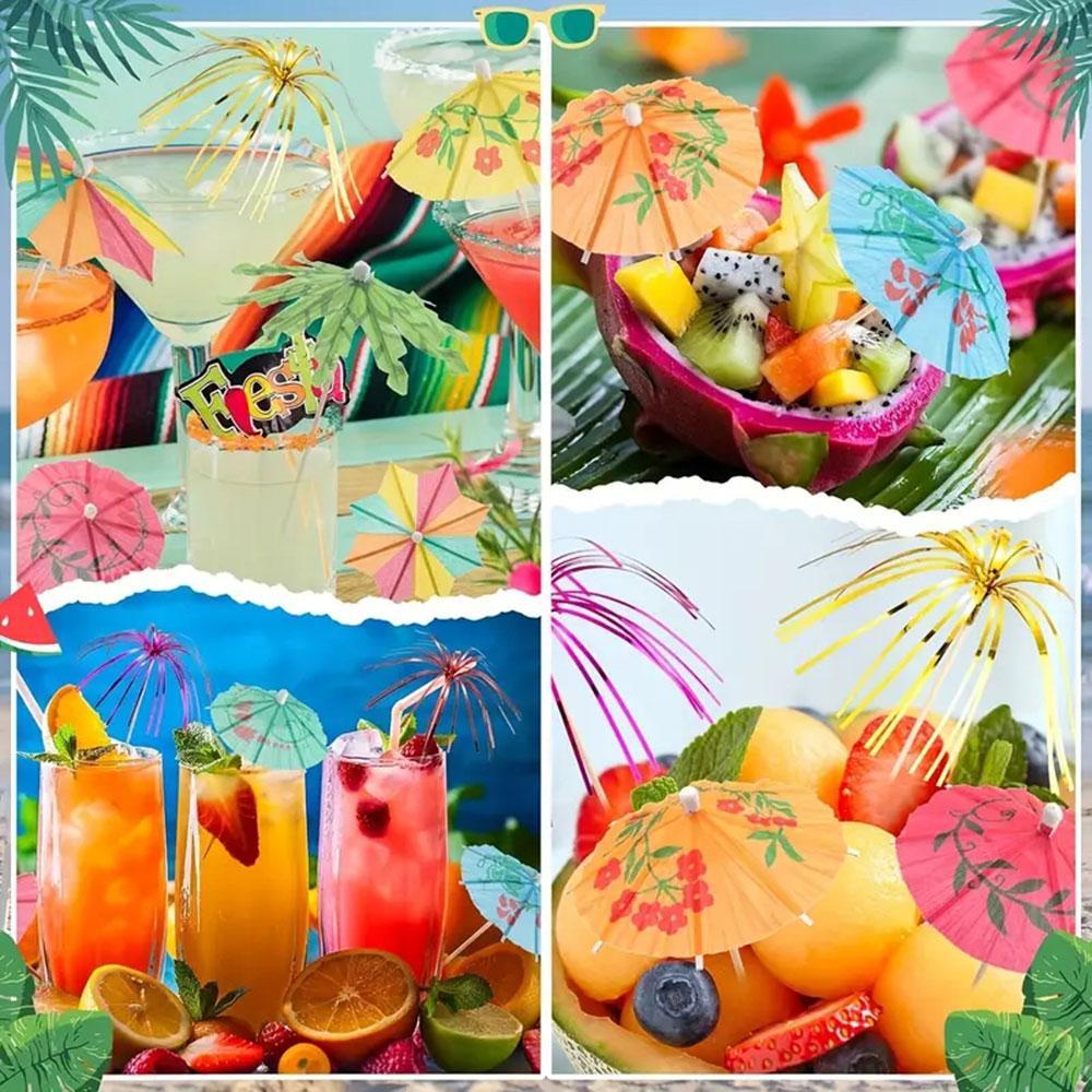 Cocktail Umbrella Picks, 40pcs/set Tropical Hawaii Cocktail Umbrella ...