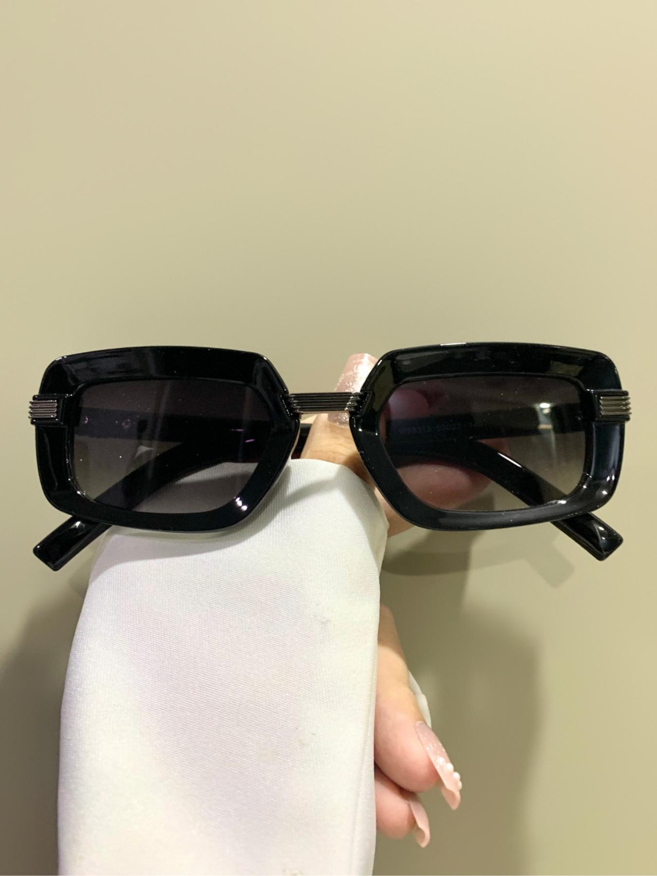 Unisex Vintage Rectangle Frame Glasses, Trendy Casual Glasses for Everyday Use, Fashion Accessories for Outdoor Activities