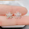 Cute Flower Design Rhinestone Studs Earrings, Artificial Zircon Decor Stud Earrings, Trendy All-match & Exquisite Ear Piercing Jewelry