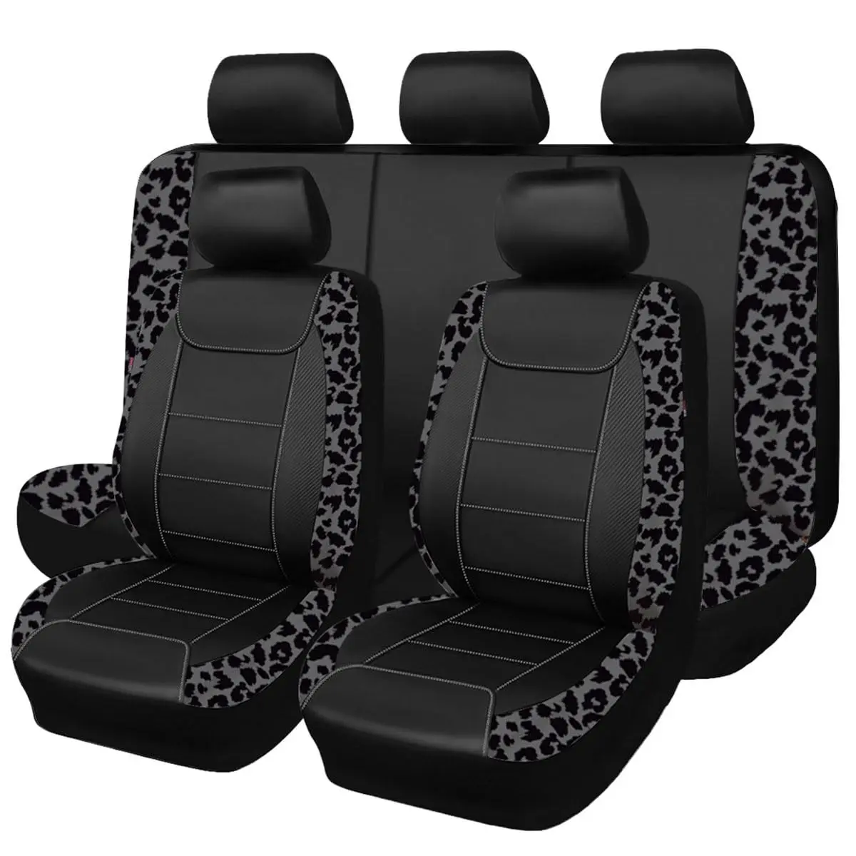 Carbon Fiber Leather Car Seat Cover, Leopard Print, Universal Fit, Durable & Stylish, Perfect for All Cars