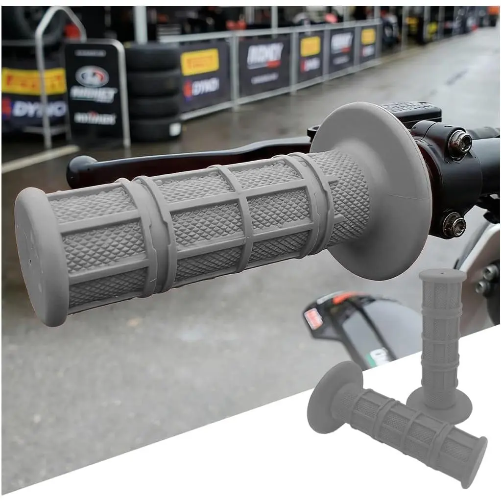 2PCS Motorcycle Handlebar Grips, Non Slip Rubber Motocross Ergonomic Handlebar Thruster Grips, Comfortable Motorbike Handgrips, Universal for Motorcycle Scooter Bicycle (Grey)