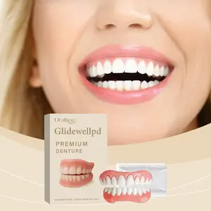 Oralhoe Denture Set, Beautiful Teeth, Enhanced Smile, Comfortable Material Denture Care Set Kits Clean