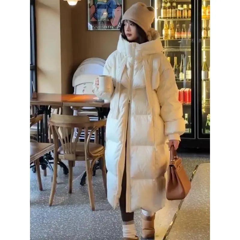 Women's Long over Knee Thiened down Cotton Jaet Bread Sle Loose Fit Winter New Sle Korean Version Coat Outerwear��gift��