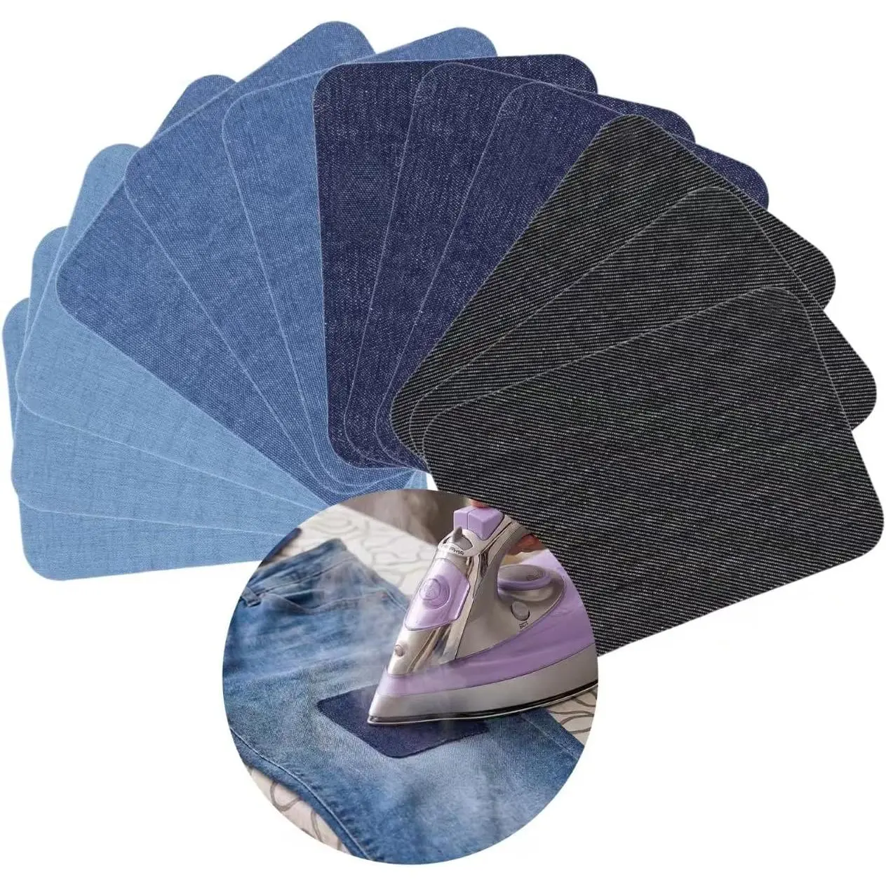 12 Pack Iron  Patches for Jeans, Washable Denim Patch for Pants Repair