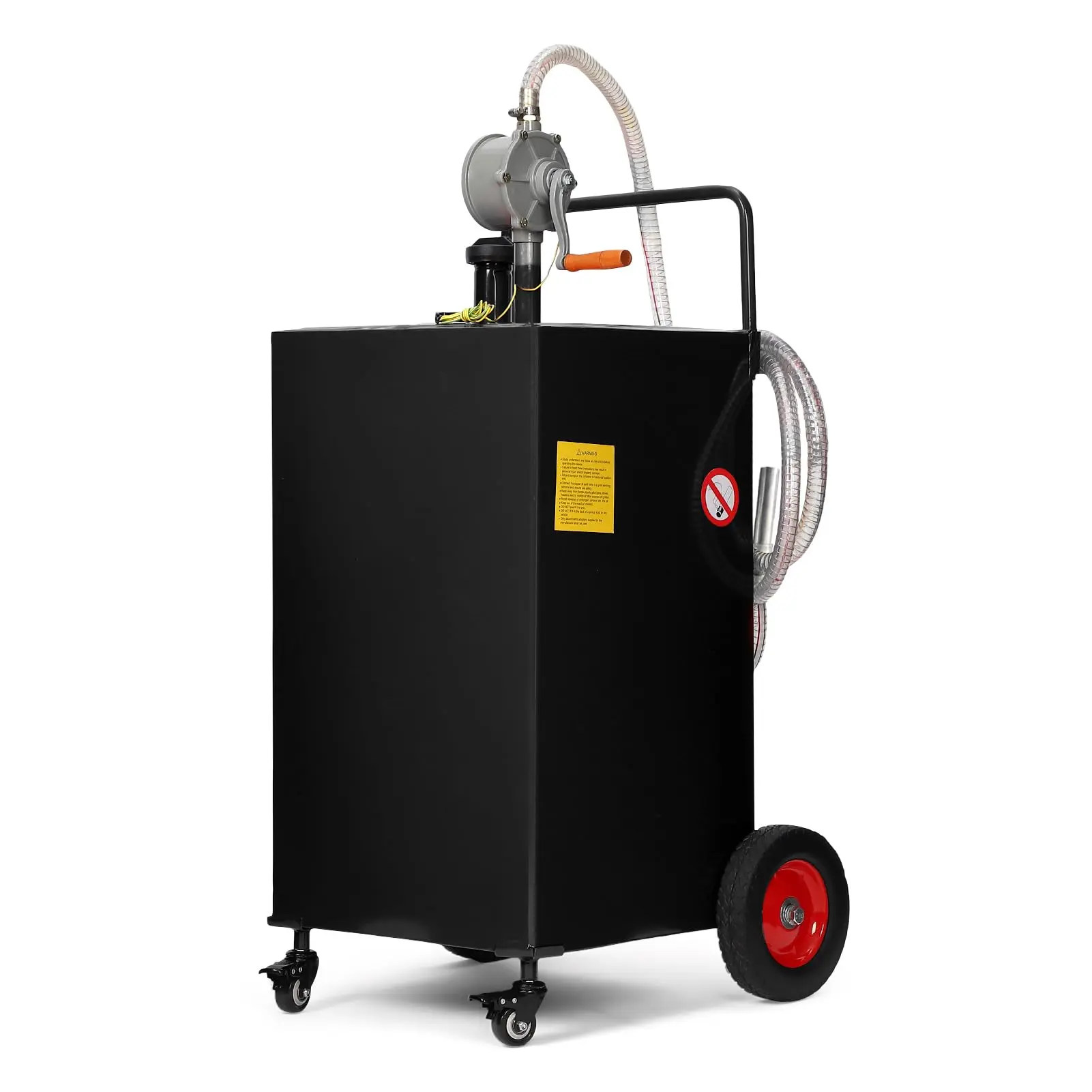 GARVEE Portable Fuel Caddy with Manual Pump – Heavy Duty Gasoline & Diesel Transfer Tank on 4 Wheels, Spill-Proof, Available in 30, 35, and 40 Gallons, Ideal for Boat, Truck, Lawn Mower, ATV, Garage & Farm Use, in Black & Red