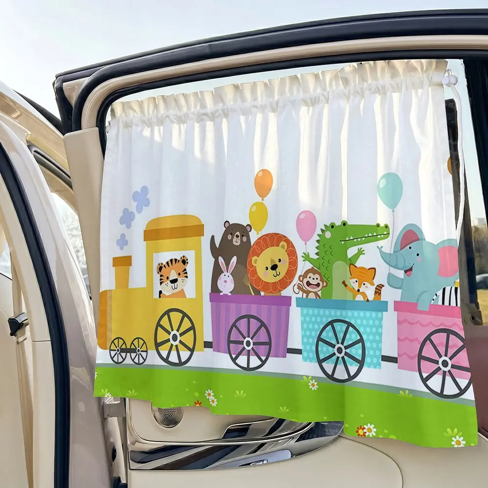 1pc Car Sunshade, Car Window Shades For Side Window, Adjustable Animal Train Print, Suction Cup Side Curtain, Car Sunshade Curtains, Summer UV Protection, Easy Install, Privacy Guard, Travel & Camping, Sun Shades For Car Windows, Car Window Sunshades