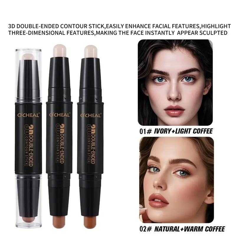 Dual-Ended Concealer and Contour Stick, Natural Highlighter for Nose Bridge, Two-In-One Makeup Tool, Brightener Stick, Contour Duo Stick, Perfect for Sculpting and Brightening, Facial Contouring Makeup, Face Highlighter