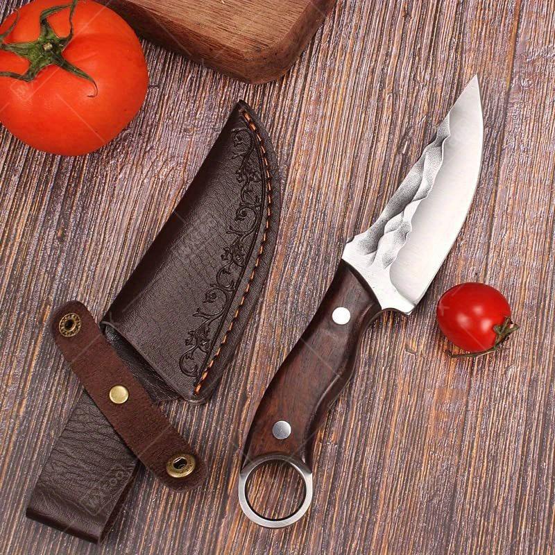 1PC Outdoor Barbecue Knife Camping Cleaver Hand Forged Hammer Grain Small Knife Portable Fruit Slicing  Multi-purpose Knife kitchen accessories