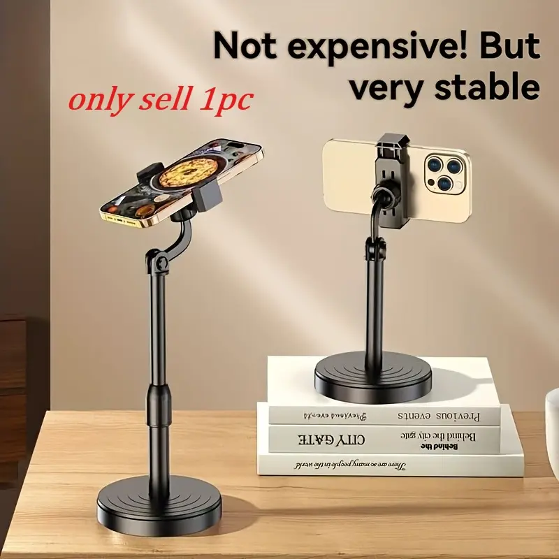 Adjustable Height & Multi-Angle ABS Cell Phone Stand, Durable Waterproof Phone Holder with Sturdy Tripod Base, Secure Stable Grip Phone Mount for iPhone Android, Video Watching Photography Gaming Calls Car Remote Work