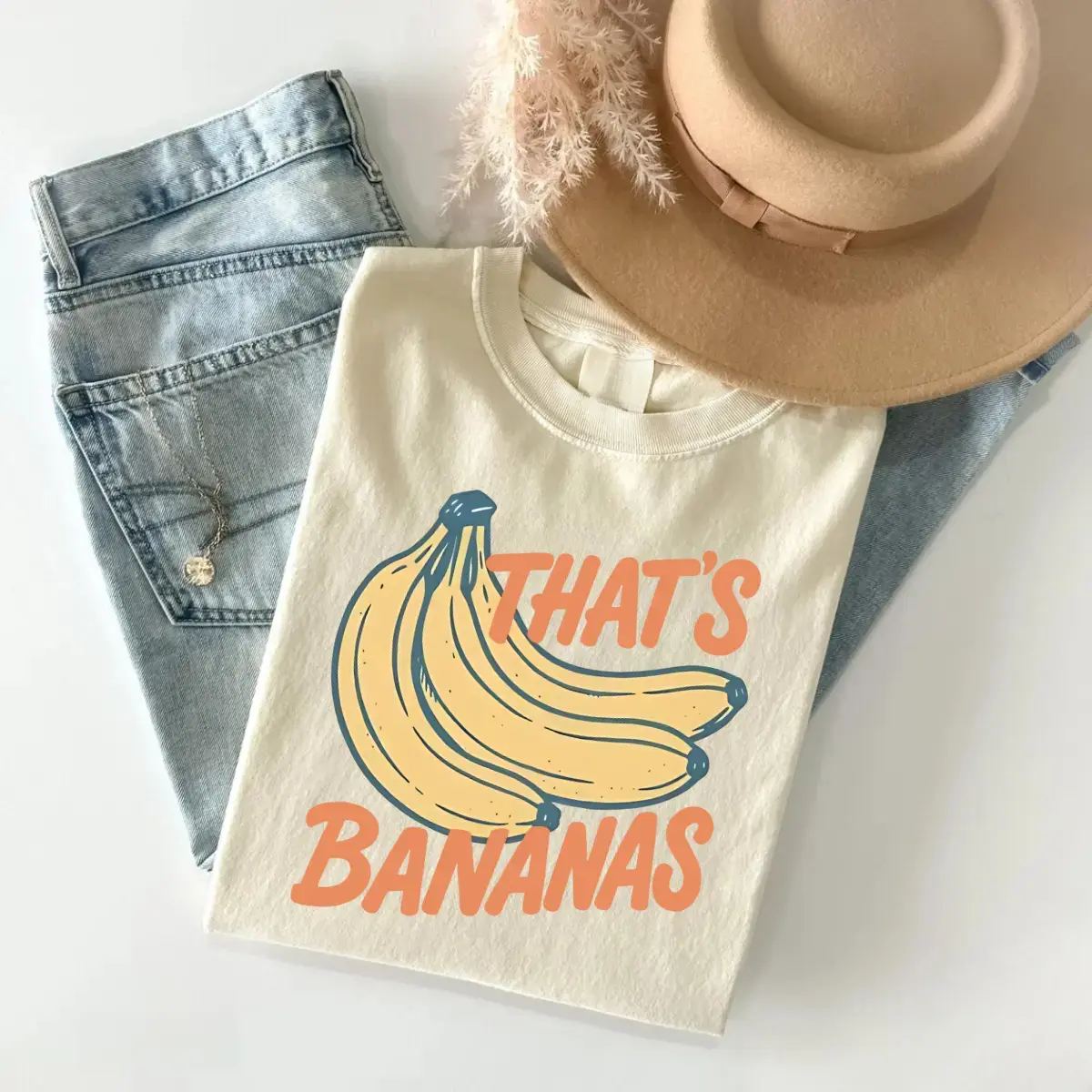 Men's-Women's Short-Sleeve Casual Streetwear T-Shirt, Retro "That's Bananas" Funny Fruit Meme Banana Lover Graphic Sports Top, Shortsleeve, Tshirt, Unisex, Round Neck, Funny Meme, Banana Print