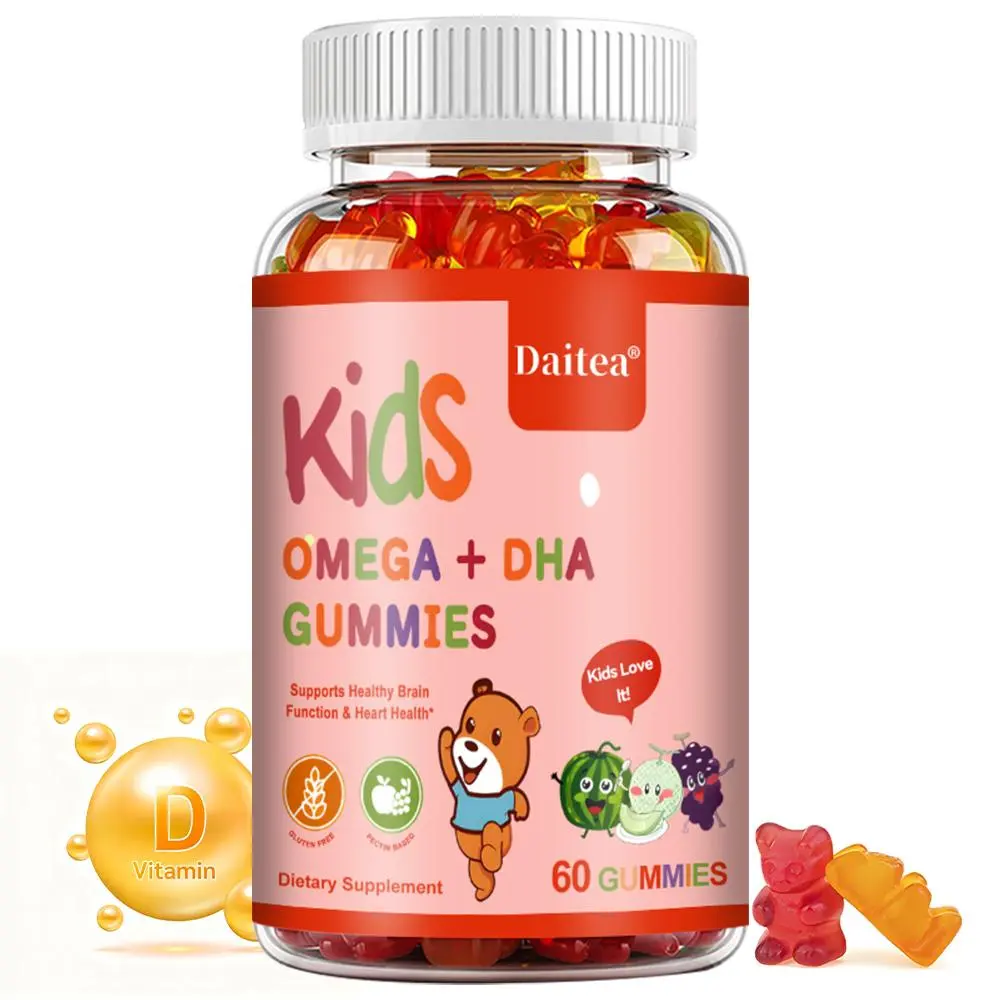 Daitea  kids Omega and DHA Gummies Supplements- Supports children's immune health.Supports Brain and Heart Health, 60 Capsules