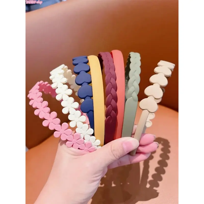 [SummerWins]Solid Color & Heart & Flower Design Hair Hoop Set, Elegant Non-slip Hair Hoop for Women & Girls, Fashion Hair Accessories for Daily Wear, Summer Hair Accessories, Fashion Headbands